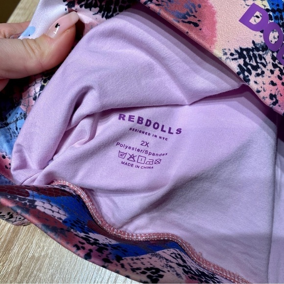 Rebdolls Plus Size Sports Bra - Purple & Blue Snake Print - Picture 5 of 5